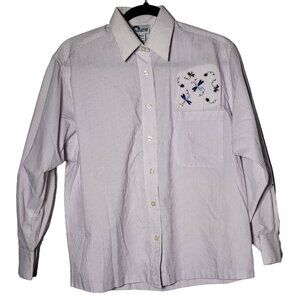 Vintage Rainbow Sportswear Women Embroidered Long Sleeve Button Top Small Granny